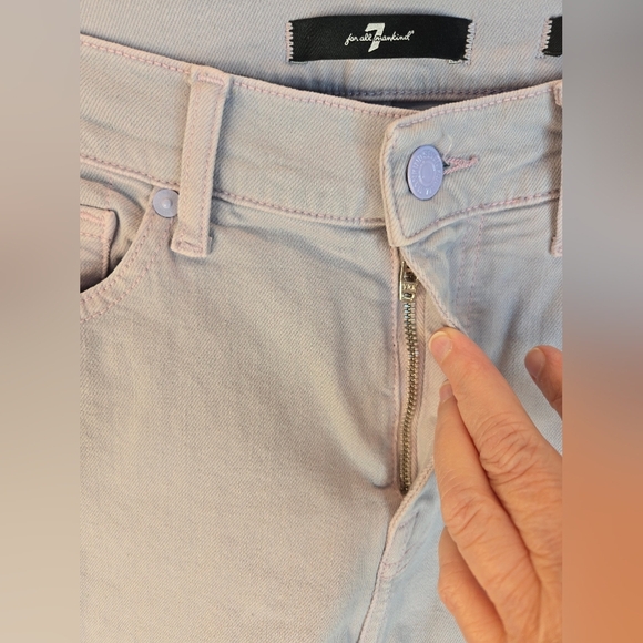 7 For All Mankind Womens Sz 28 Lilac Italian Cotton High Rise Jeans Raw Hem - Picture 6 of 14